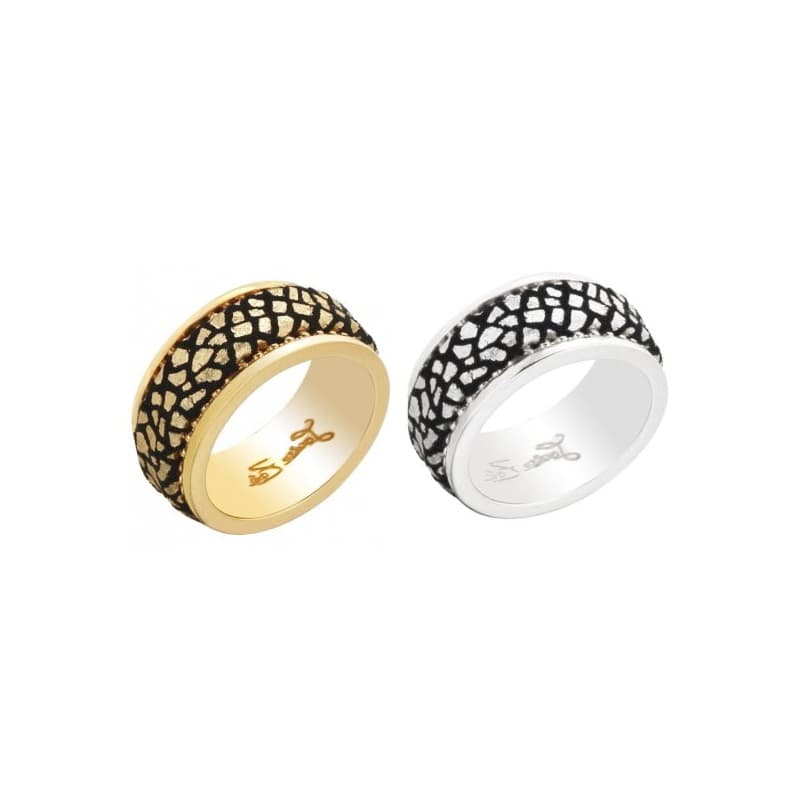 Bague créatrice, métal et cuir craquelé assorti, par Zoé Bijoux - Nina - Zoé Bijoux