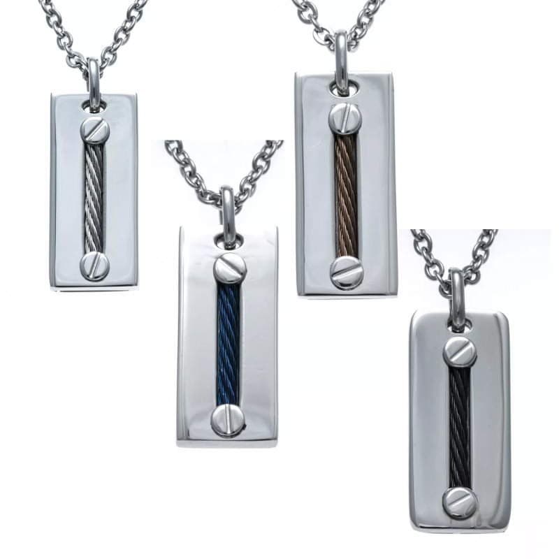 Collier homme et pendentif en acier, 4 couleurs - Thésée - Les Perles de Vénus