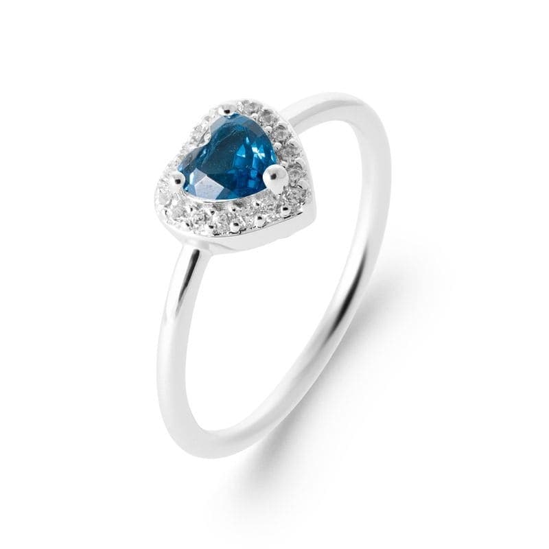 Bague femme en argent et coeur en saphir bleu synthétique - Lyn&Or Bijoux