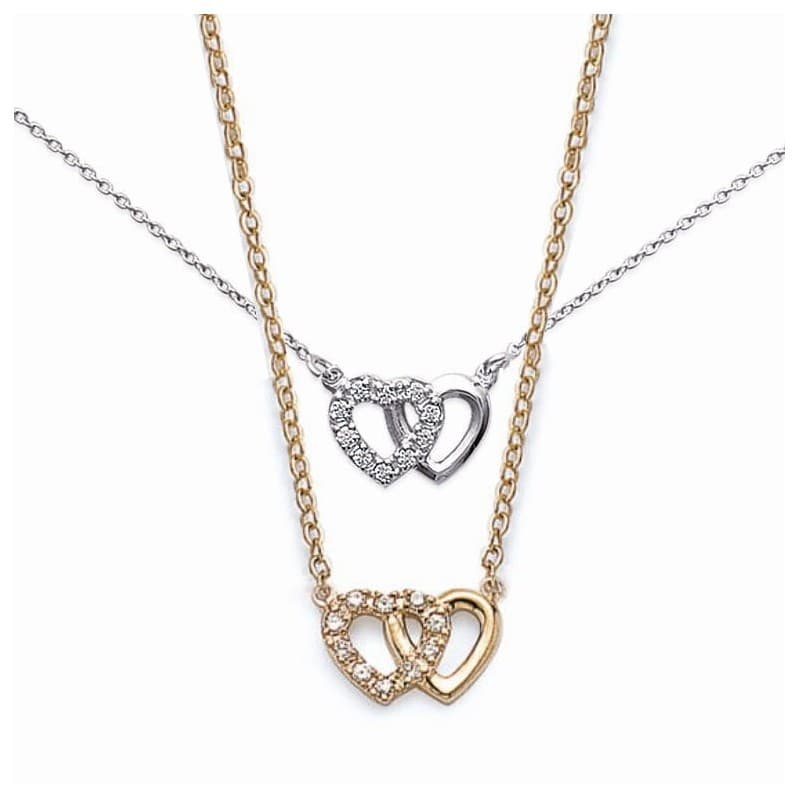 Collier 2 coeurs brillants pour femme en zircon - Anissa - Lyn&Or Bijoux
