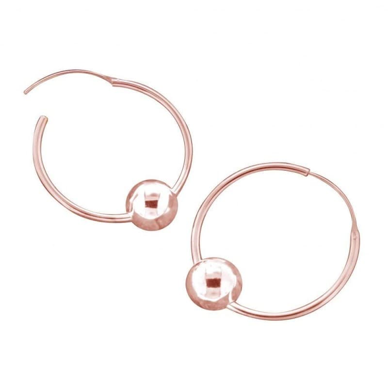 Créoles femme en plaqué or rose 30 mm & perle rose - Lolita - Zoé Bijoux