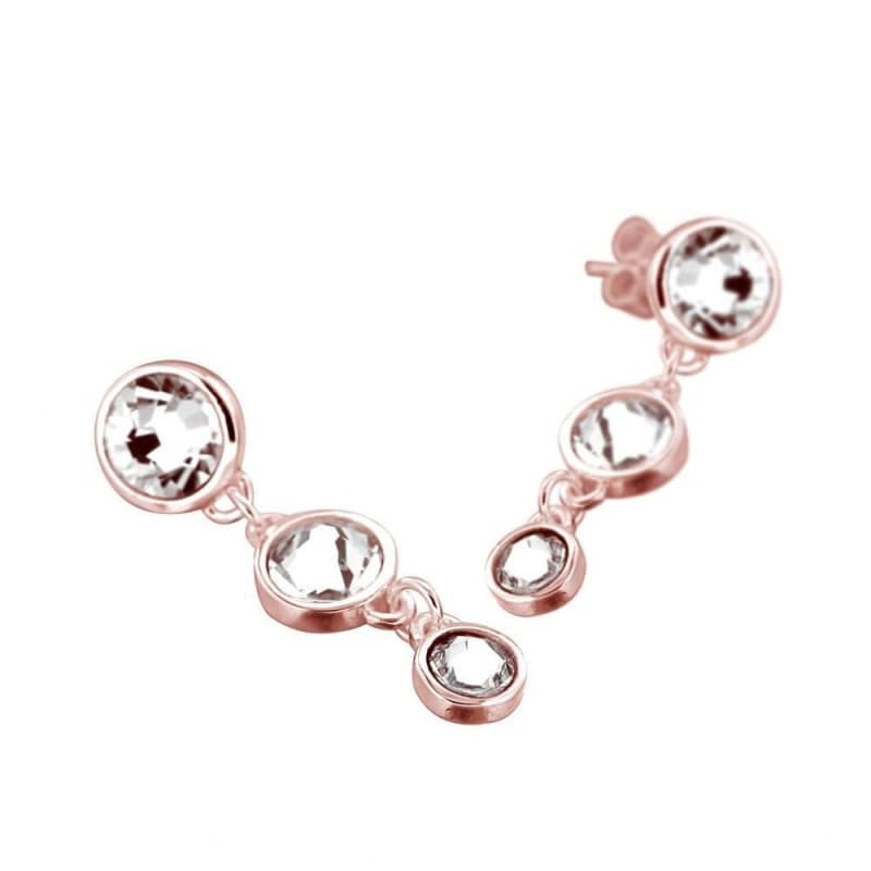 Boucles d'oreilles pendantes femme en plaqué or rose & Swarovski - Chute Rose - Zoé Bijoux