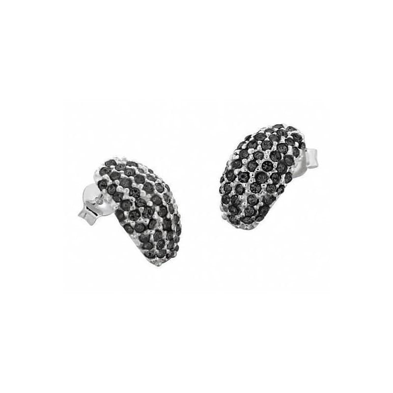 Boucles d'oreilles créateur pour femme en argent & Swarovski noir - Demi-Lune - Zoé Bijoux