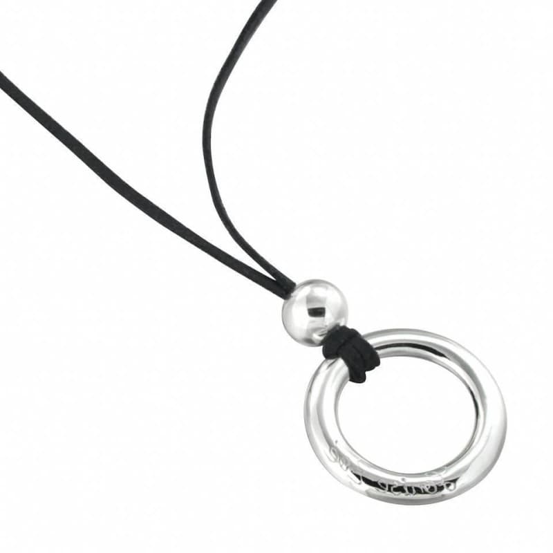 Collier créateur femme, cercle argent & cuir gris, Zoé Bijoux - Zoé Bijoux