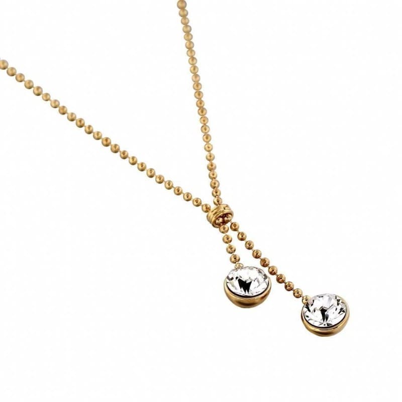 Collier femme, plaqué or, double pendentif Swarovski, Zoé Bijoux - Zoé Bijoux