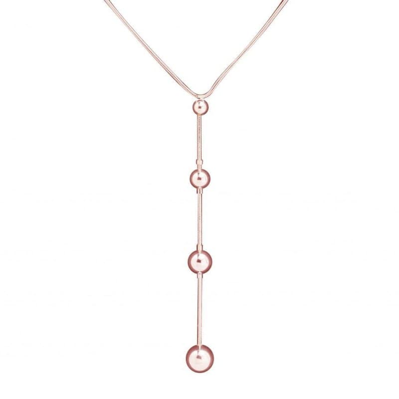 Collier femme plaqué or rose, long pendentif de perles rose, par Zoé Bijoux - Zoé Bijoux