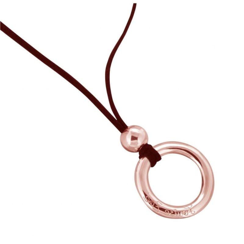 Collier de créateur pour femme, cuir rouge et plaqué or rose, Zoé Bijoux - Zoé Bijoux