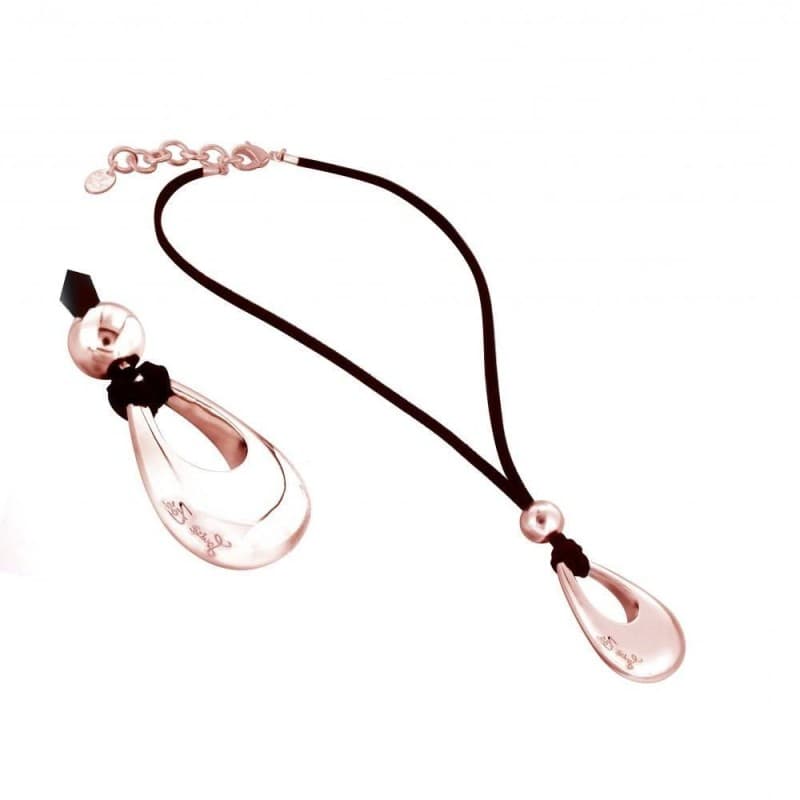Collier femme, cordon noir et pendentif plaqué or rose, Zoé Bijoux - Zoé Bijoux