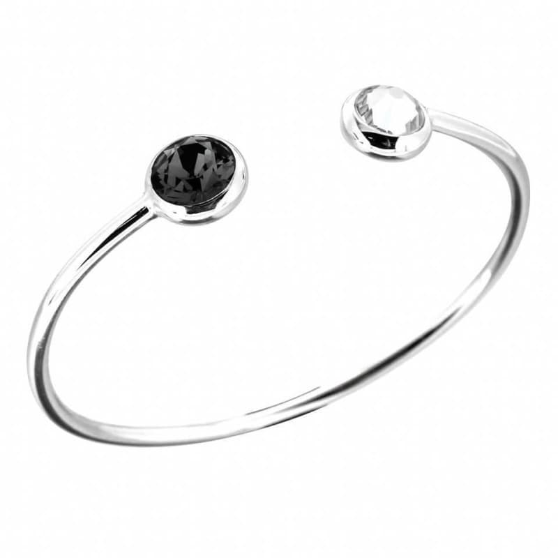 Bracelet femme, Jonc en argent et Swarovski noir, Zoé Bijoux - Contraste - Zoé Bijoux