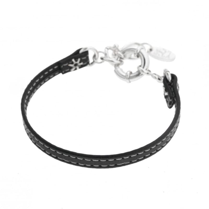 Bracelet femme en cuir noir et argent signé Zoé Bijoux - Limbo - Zoé Bijoux
