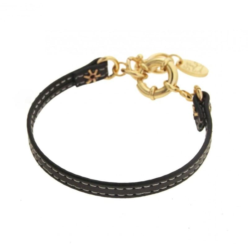 Bracelet femme, plaqué or & cuir noir Zoé Bijoux - Limbo - Zoé Bijoux