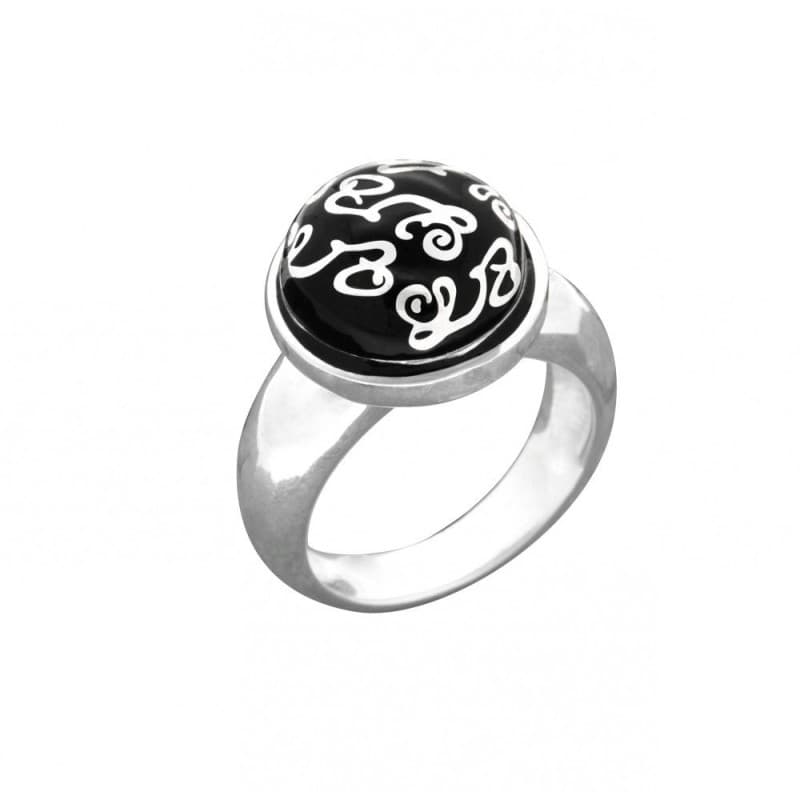 Bague créateur femme, Argent & cabochon noir griffé, Zoé Bijoux - Zoé Bijoux