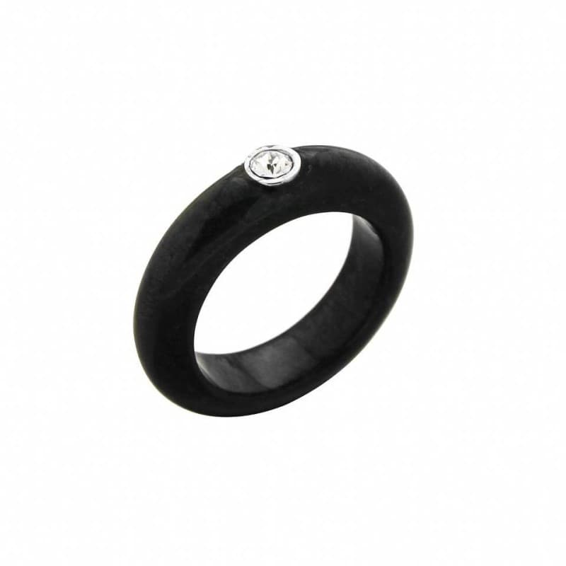 Bague Swarovski femme sur anneau noir, Zoé Bijoux - Philippines - Zoé Bijoux