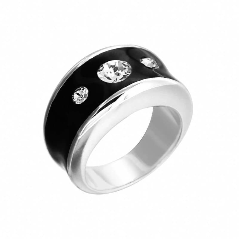 Bague femme argent, noire et Swarovski, création Zoé Bijoux - Manille - Zoé Bijoux