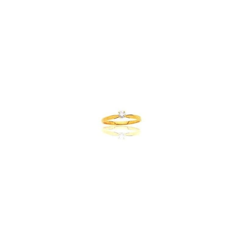 Bague solitaire pour femme en or jaune et diamant - Sylvia - Lyn&Or Bijoux