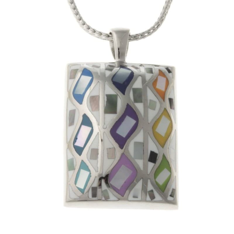 Collier femme en acier, pendentif pastel en émail et nacre - Bijoux Odena
