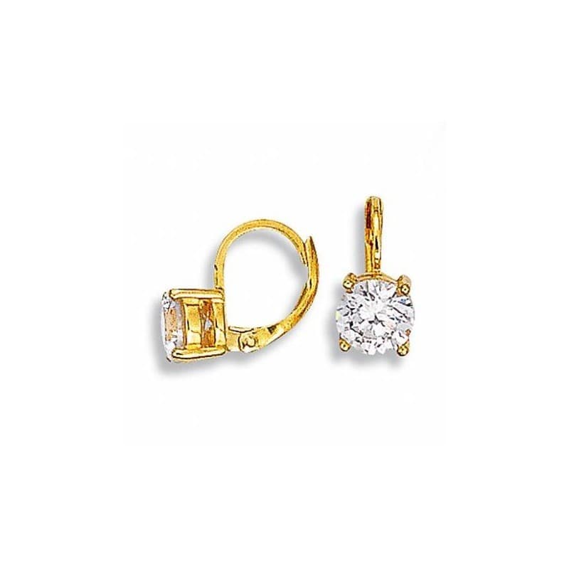 Boucles d'oreilles dormeuses femme, zircon solitaire 8 mm - Brillance - Lyn&Or Bijoux