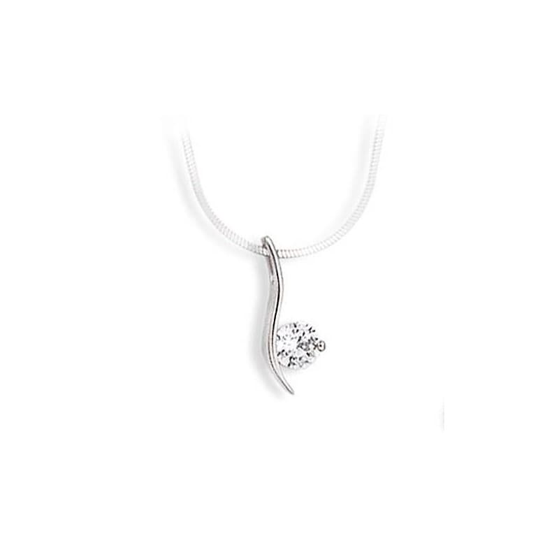 Pendentif femme en argent 925 et zircon solitaire - Musik - Lyn&Or Bijoux