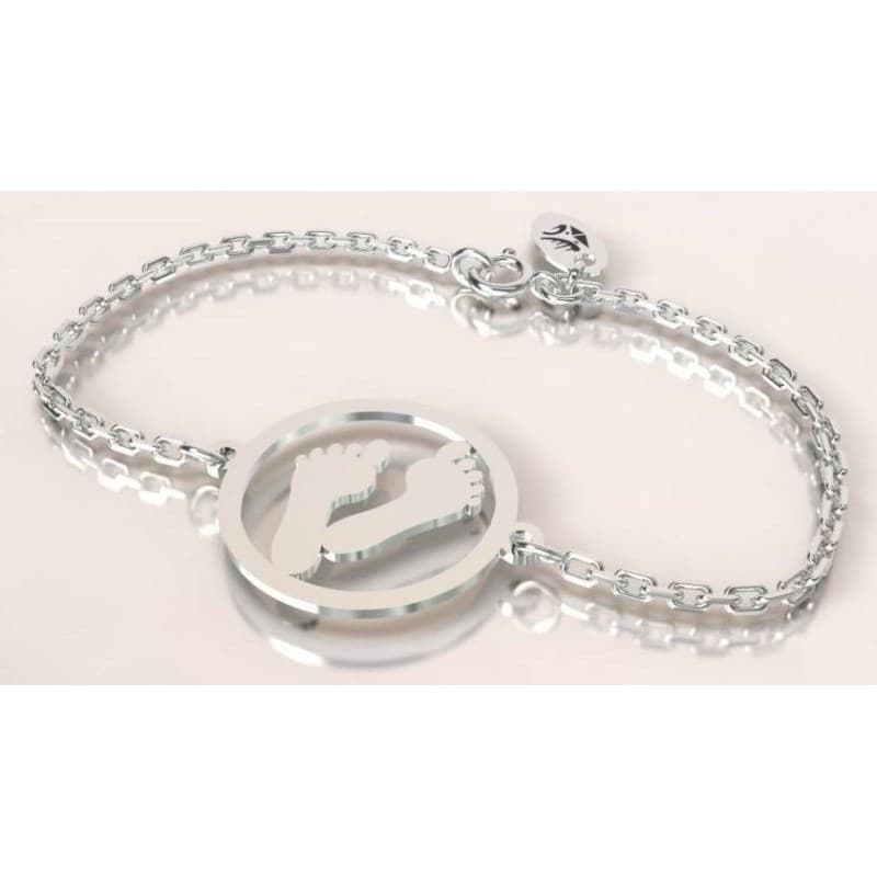 Bracelet créateur pour femme en argent rhodié - Empreinte de pied - CabanetChanque