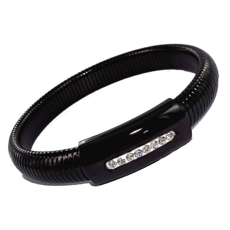 Bracelet femme original en acier noir & Cristal - Ivaya - Les Perles de Vénus