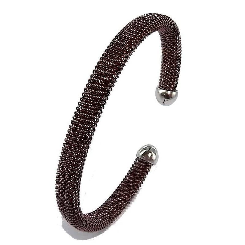 Bracelet jonc femme en acier marron et gris - Chocolat - Les Perles de Vénus
