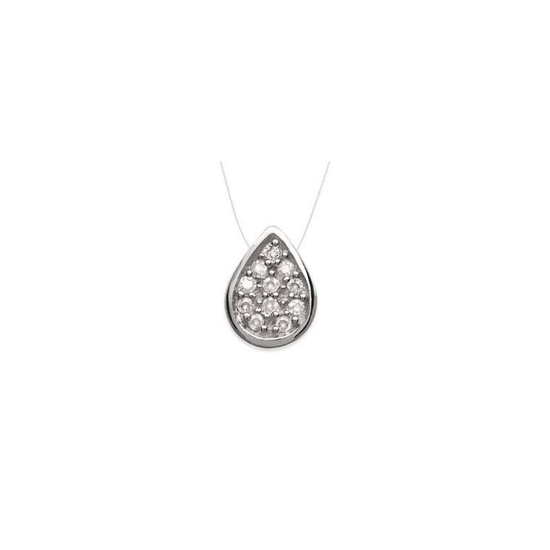Collier femme en argent, pendentif zircon goutte + fil transparent - Lyn&Or Bijoux