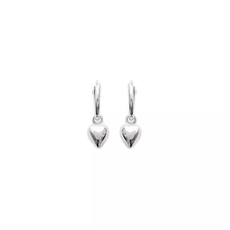 Créoles femme en argent 12 mm & breloque coeur - Coeur - Lyn&Or Bijoux