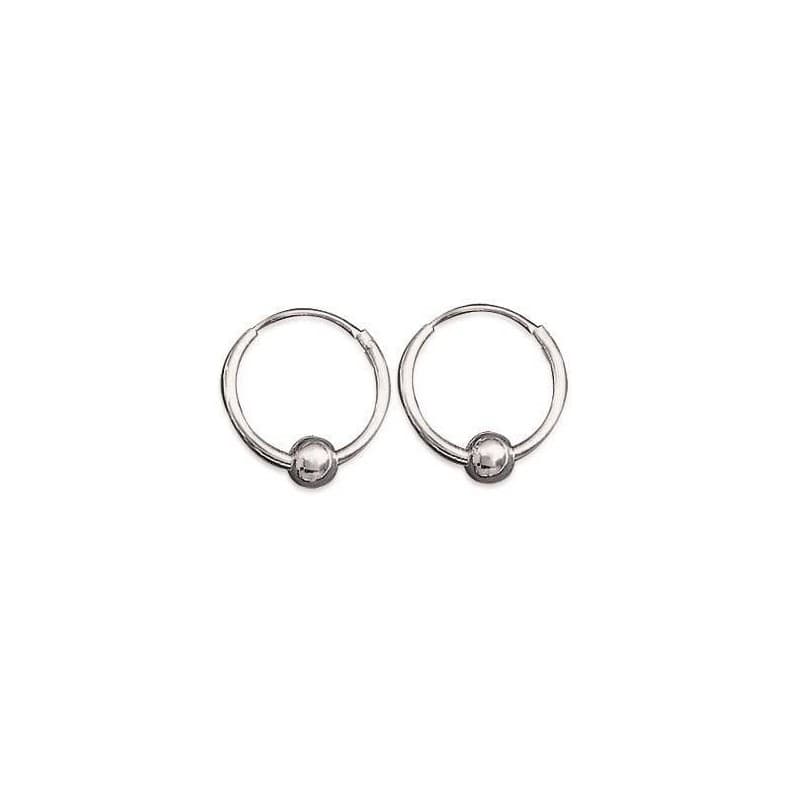 Créoles femme argent et perles argentées, diamètre 14 mm - Tina - Lyn&Or Bijoux
