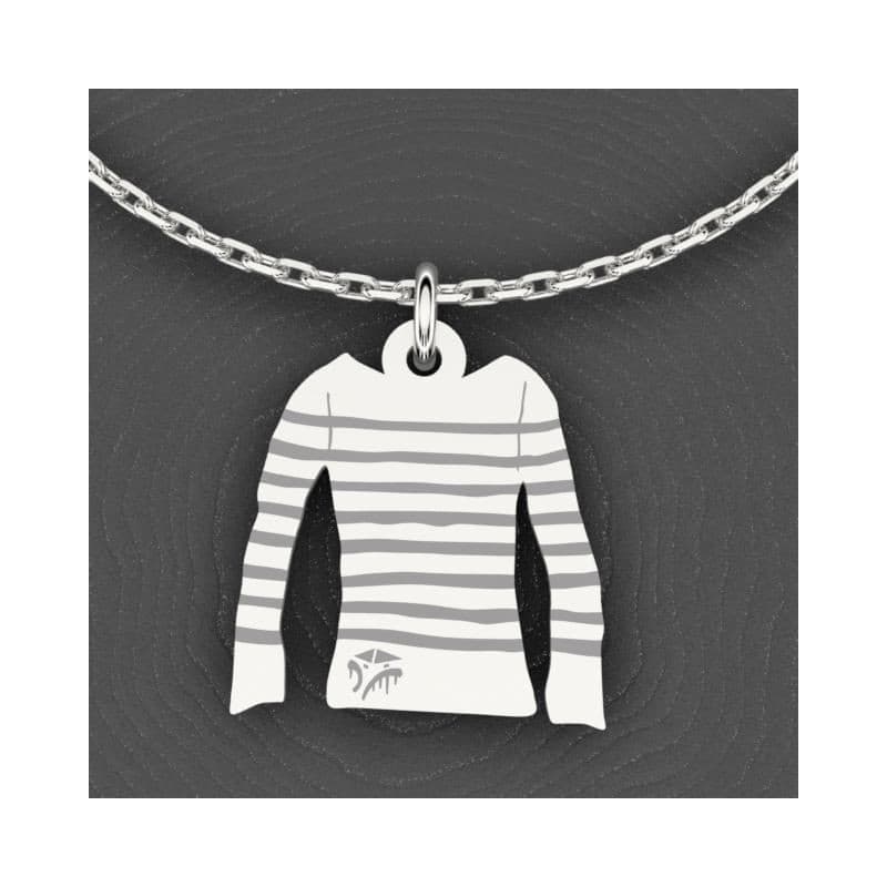 Collier créateur femme, Pendentif marinière en argent - CabanetChanque