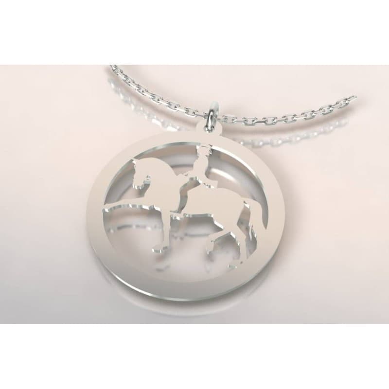 Collier femme en argent, pendentif cheval & cavalier au dressage - CabanetChanque