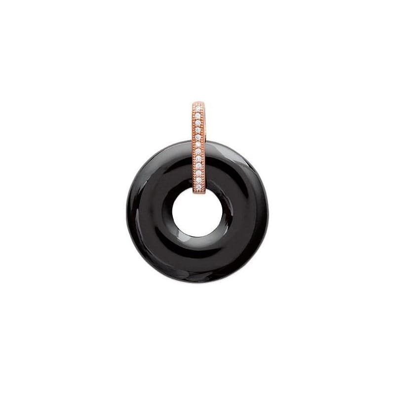 Pendentif rond en céramique noire pour femme - Myral - Lyn&Or Bijoux