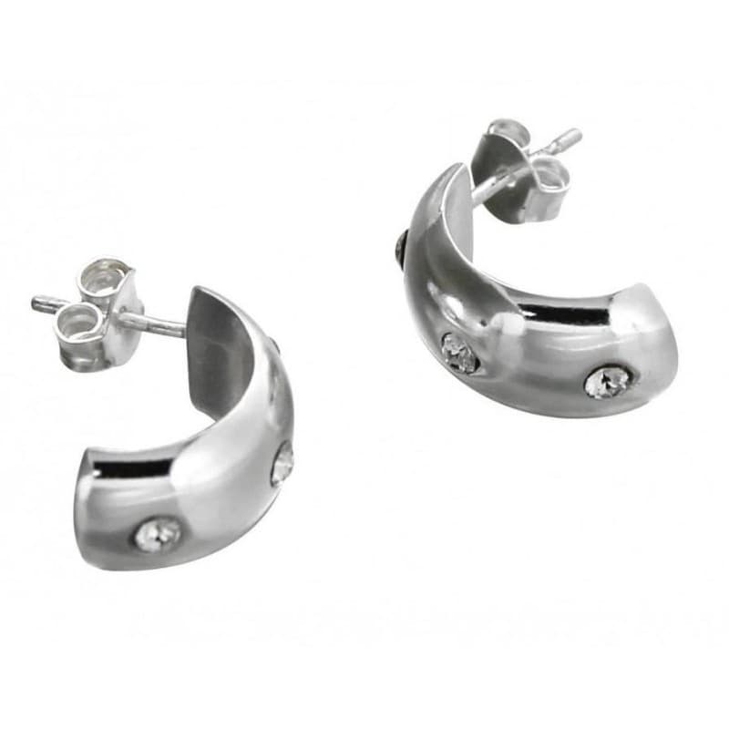 Boucles d'oreilles créateur en argent & Swarovski pour femme - Demi-créole - Zoé Bijoux