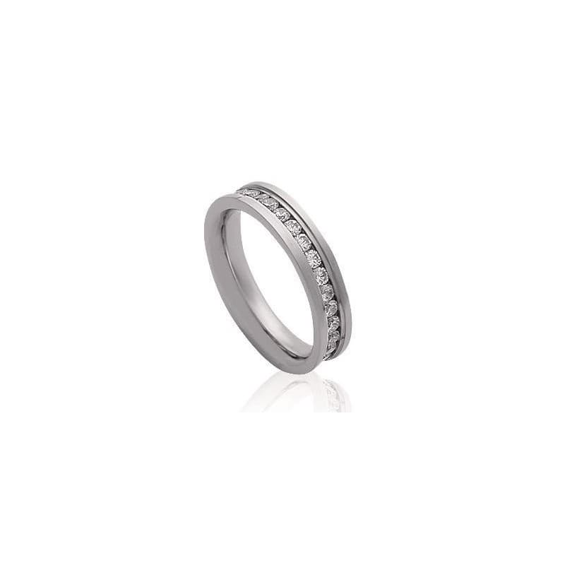 Bague femme, anneau en acier gris & Zircon blanc - Allya - Lyn&Or Bijoux