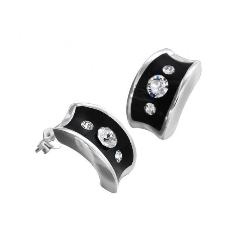 Boucles d'oreilles Swarovski, noir et argent, créatrice Zoé Bijoux - Luna - Zoé Bijoux