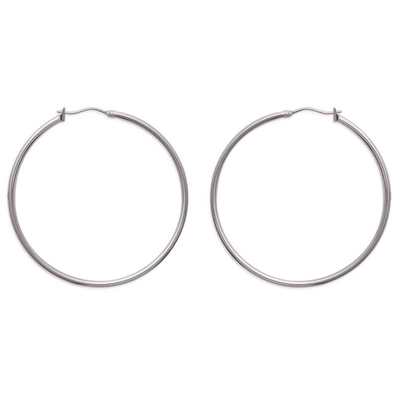 Boucles créoles femme, 50 mm en acier gris - Salamanca - Lyn&Or Bijoux