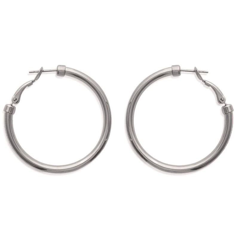 Créoles femme en acier gris, diamètre 4 cm, fil épais 3 mm - Volea - Lyn&Or Bijoux