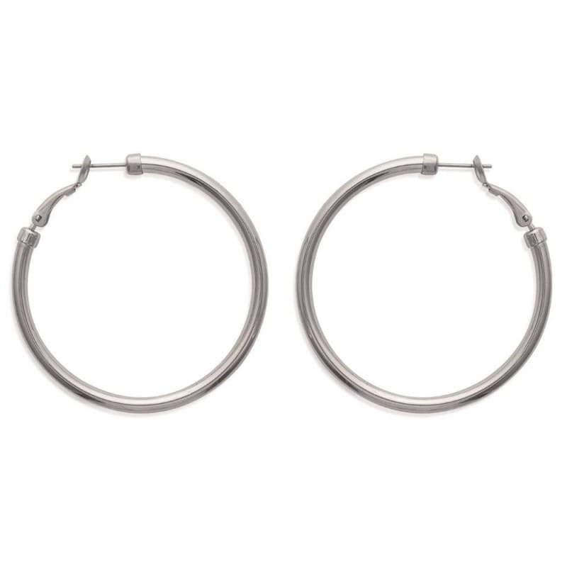 Créoles femme en acier gris, diamètre 50 mm - Volea - Lyn&Or Bijoux