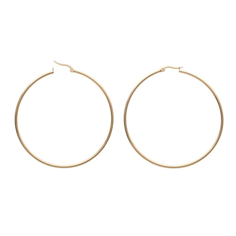 Créoles pour femme en acier doré, diamètre 70 mm - Paradise - Lyn&Or Bijoux