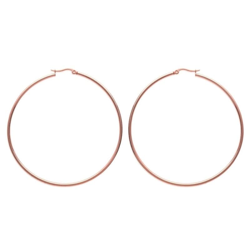 Créoles femme en acier rose, diamètre 70 mm - Bianca - Lyn&Or Bijoux