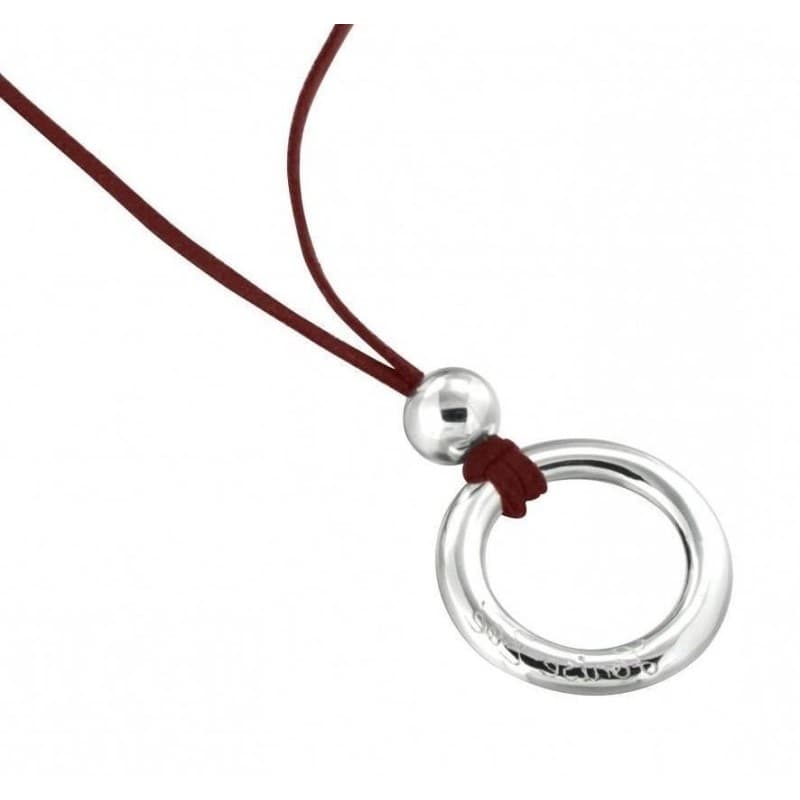 Collier créateur pour femme, en argent et cuir rouge - Cercle - Zoé Bijoux