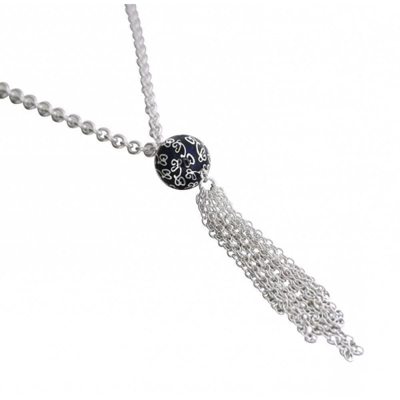 Collier Sautoir femme en argent & résine bleu nuit - Pampille - Zoé Bijoux