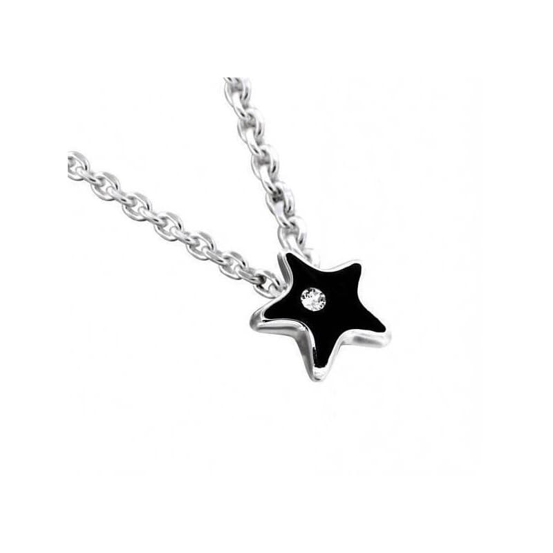 Collier femme argent, pendentif étoile noire et Swarovski - Zoé Bijoux