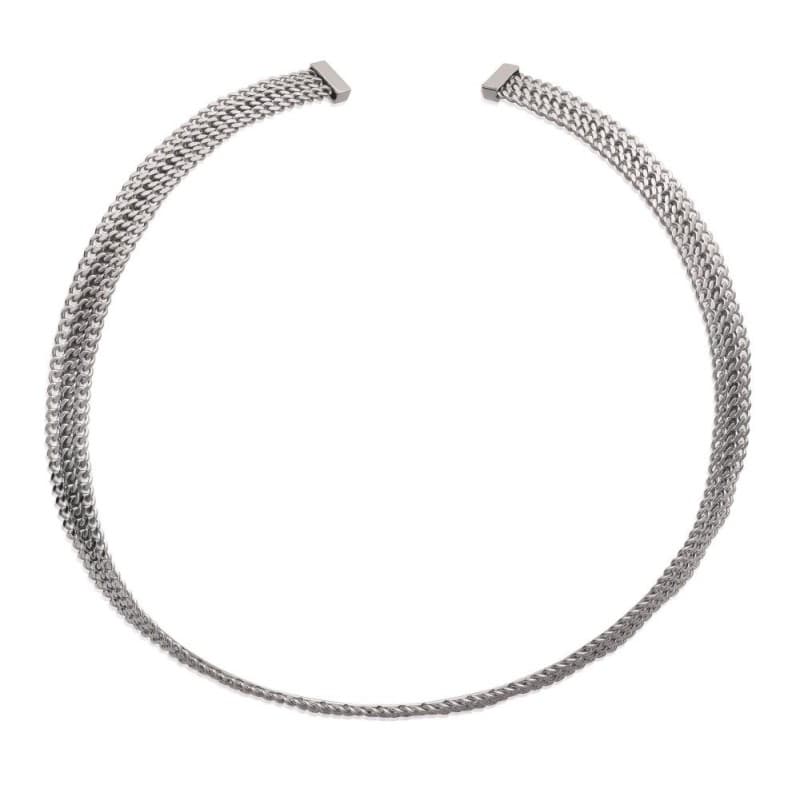Collier rigide ouvert pour femme en acier gris tressé - Mabelle - Lyn&Or Bijoux