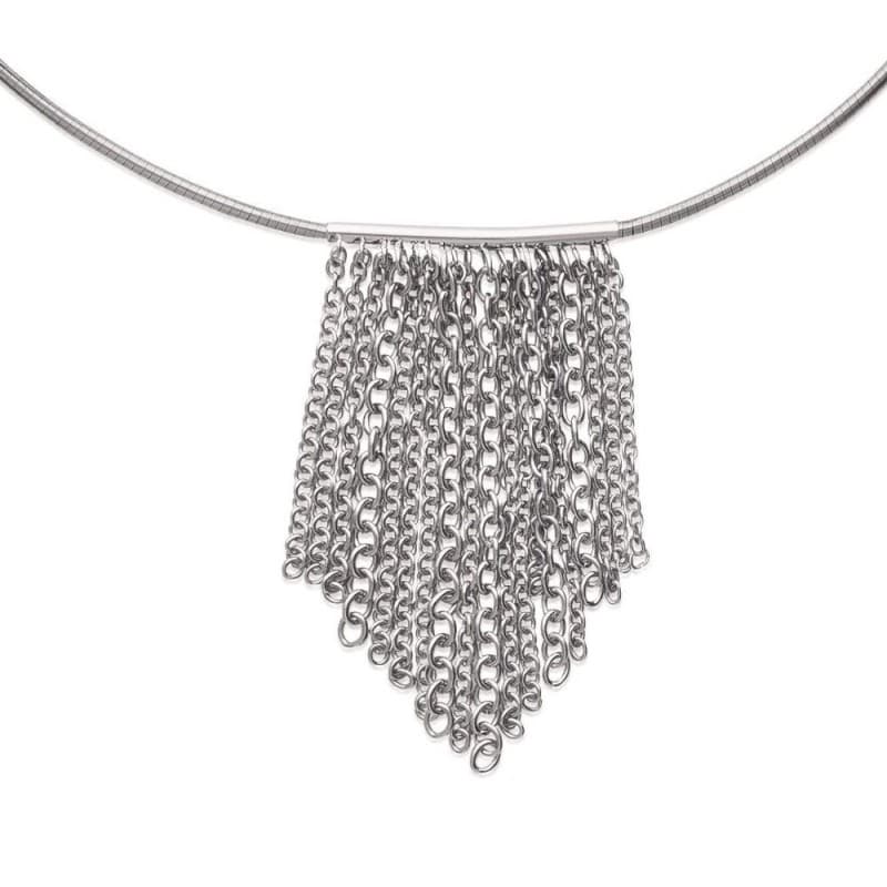 Collier ras-de-cou + grand pendentif en acier inoxydable - Edena - Lyn&Or Bijoux