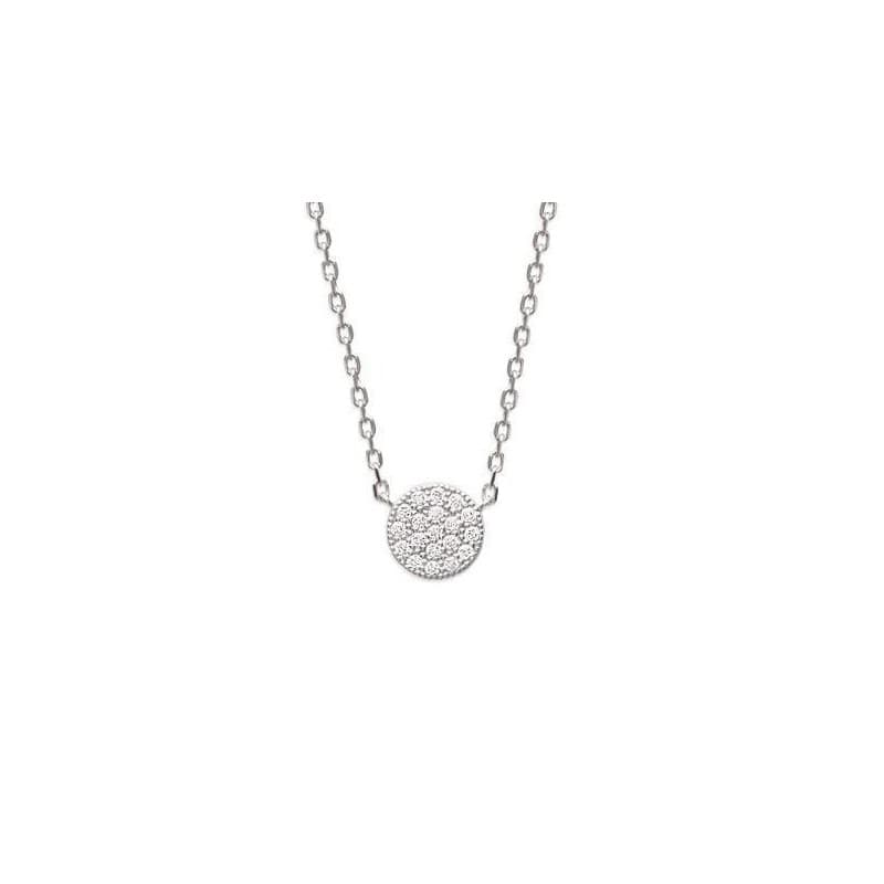 Collier femme argent, pendentif rond en zircon - Solia - Lyn&Or Bijoux