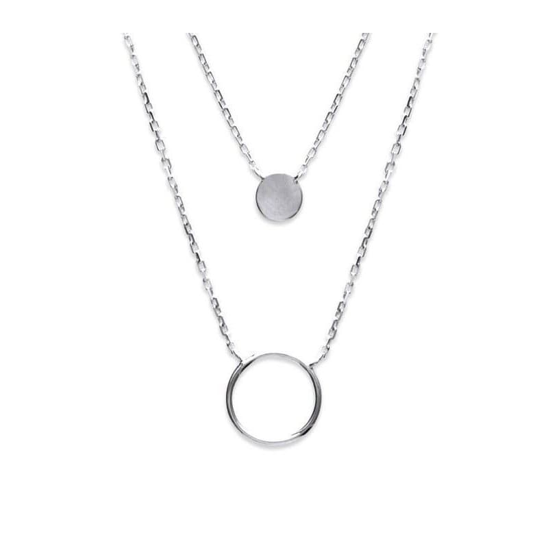 Collier femme en argent rhodié, double chaîne - Alliance - Lyn&Or Bijoux