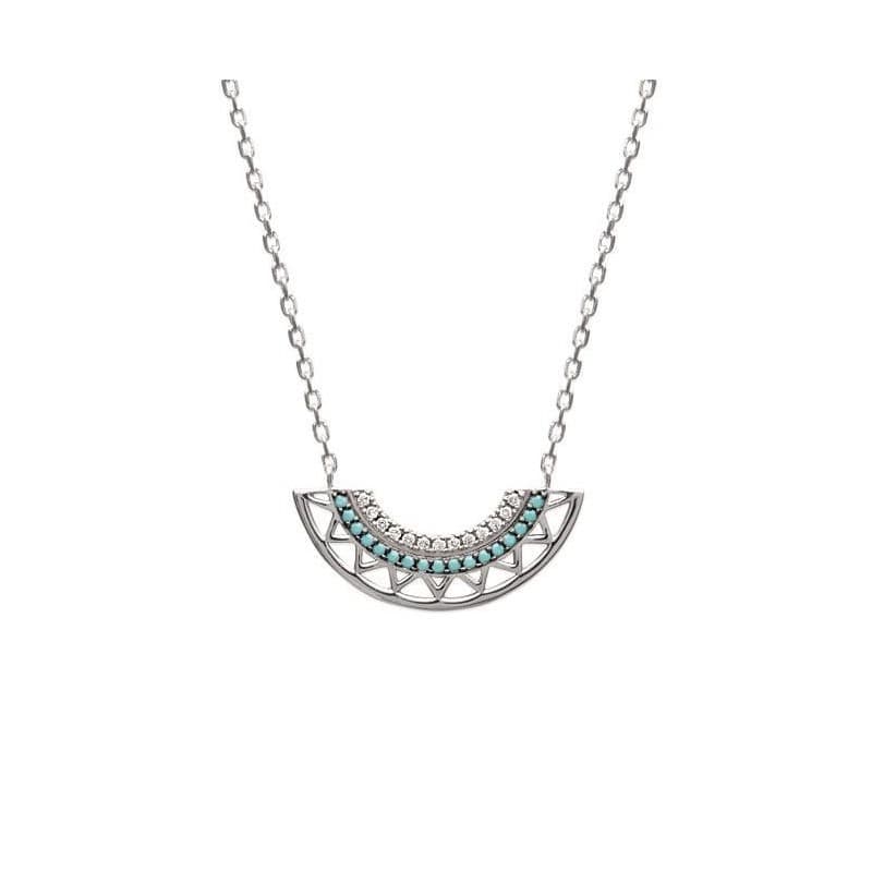 Collier femme en argent rhodié et pierres turquoises - Dona - Lyn&Or Bijoux