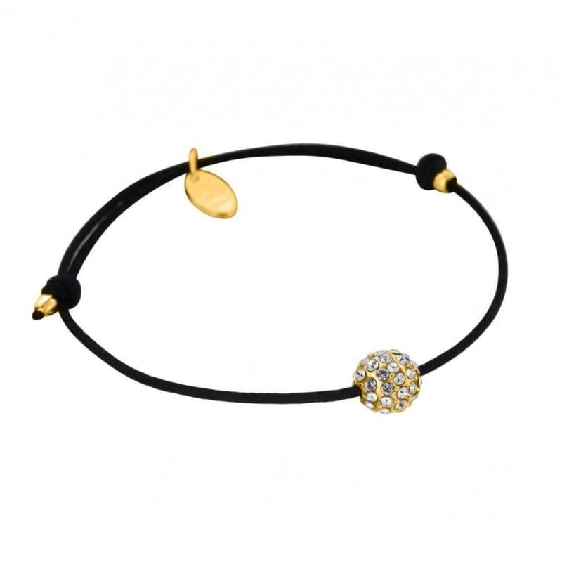 Bracelet femme, cordon noir & sphère Swarovski, création Zoé Bijoux - Zoé Bijoux