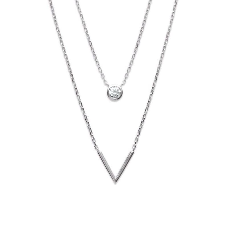 Collier femme, double chaîne en argent & zircon - Voletta - Lyn&Or Bijoux