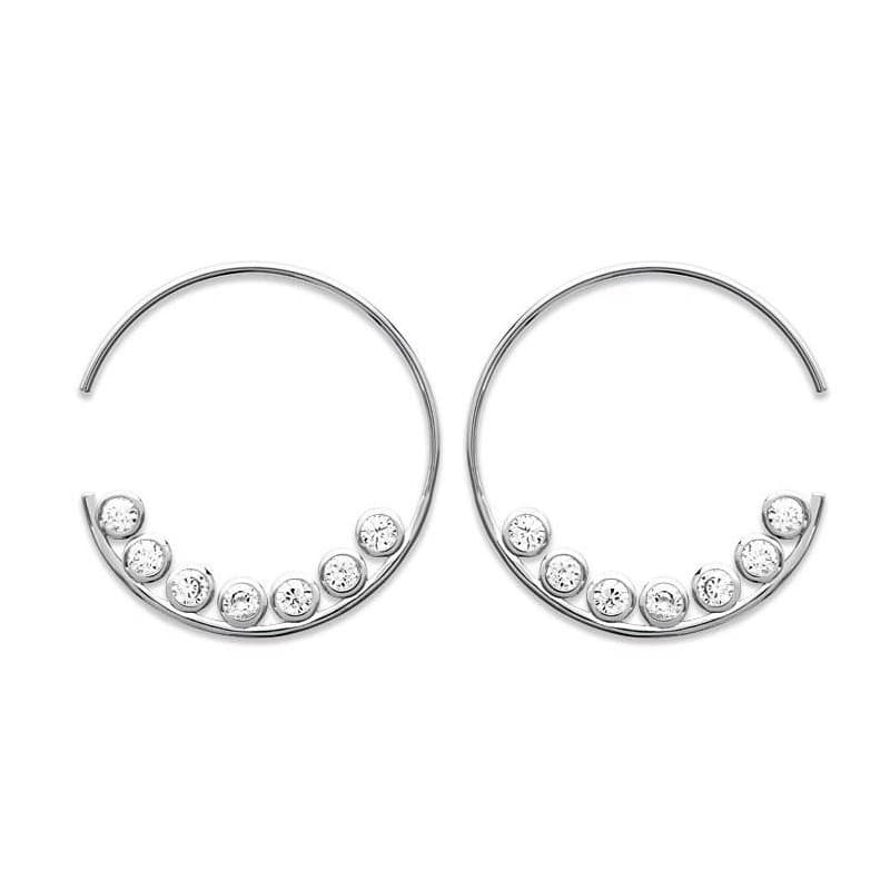 Créoles femme en argent rhodié et zircon microserti - Izana - Lyn&Or Bijoux